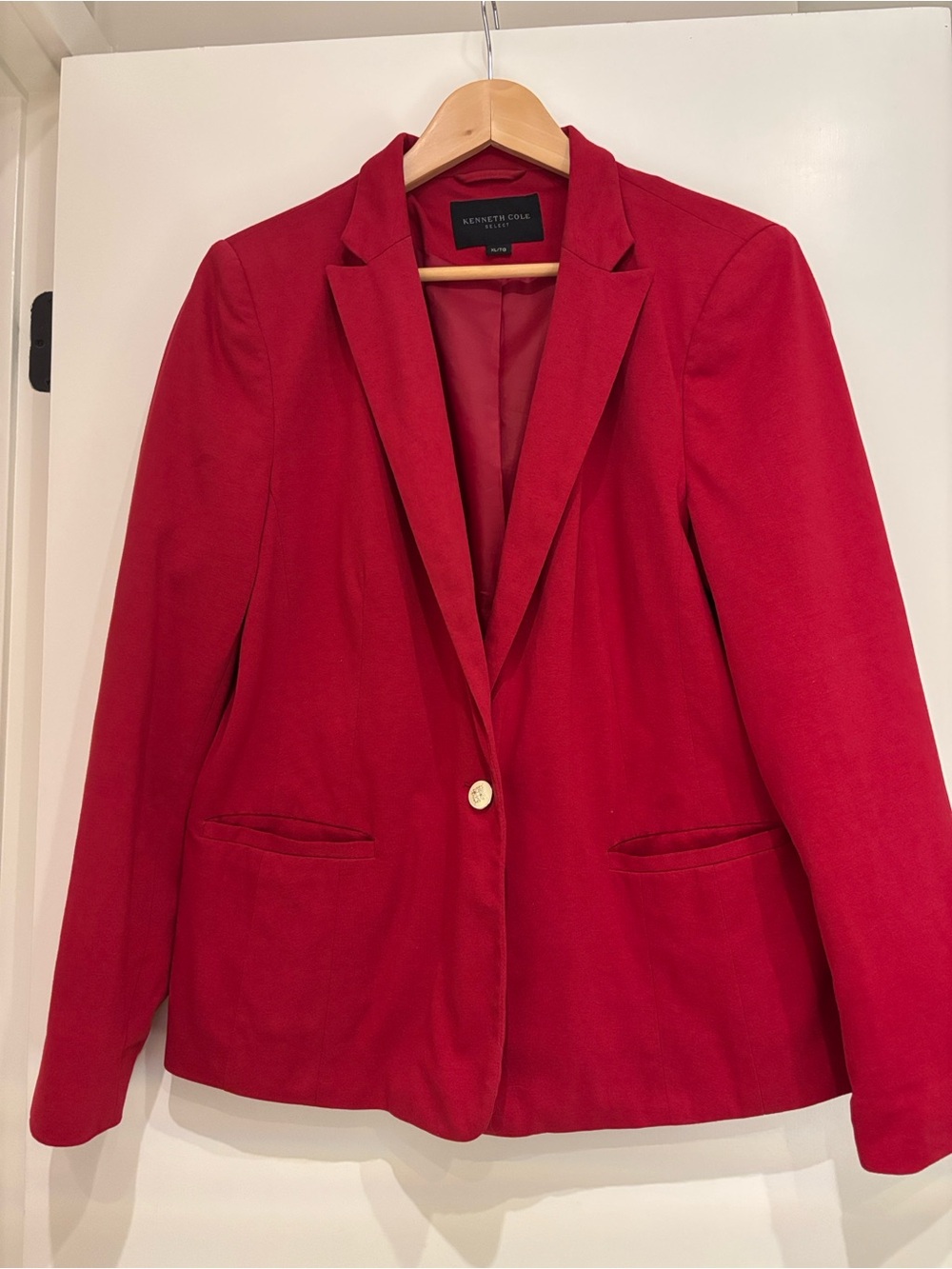Kenneth Cole Bright Red Single-Button Tailored Blazer